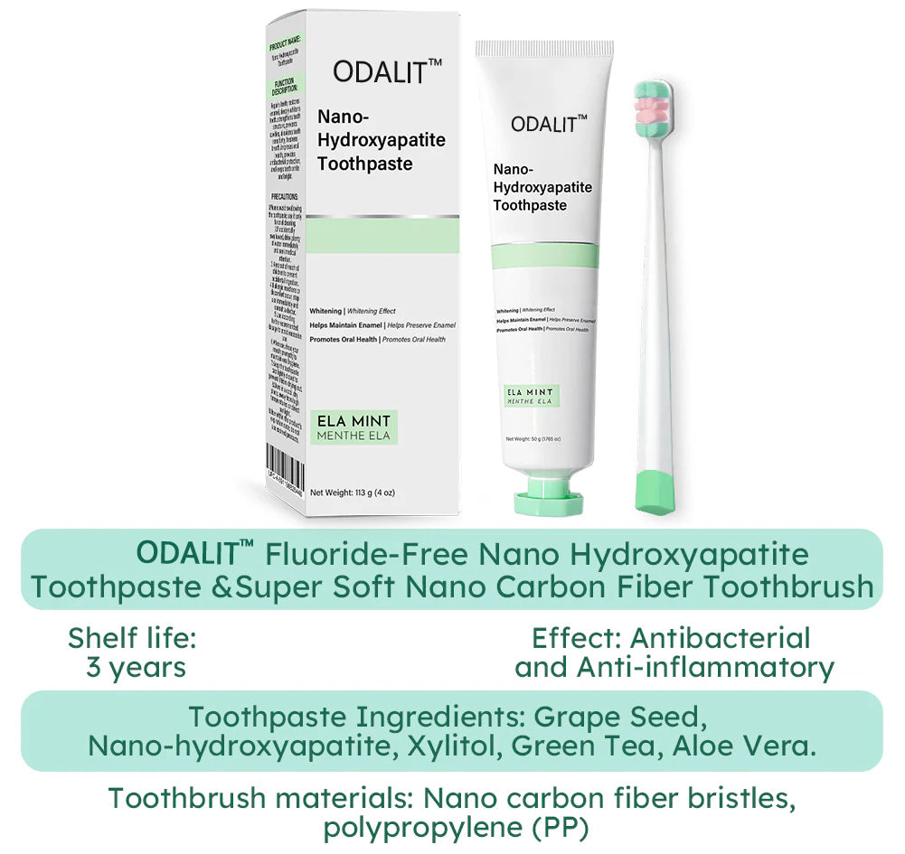 ✅Official Store | ODALIT™ Fluoride-Free Nano Hydroxyapatite Toothpaste 🧑🏽⚕️Obtain American Dental Association (ADA) Certification(Helps remineralize teeth, repair cavities, treat periodontitis and mouth ulcers, and restore gum recession)